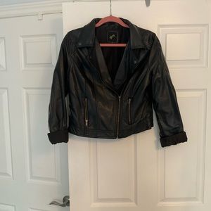 Black vegan Leather motorcycle jacket